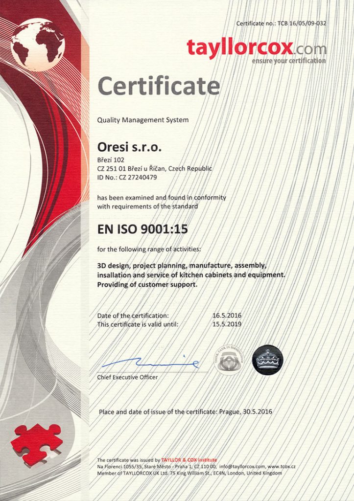 Tayllor&Cox udělili Oresi certifikát zákaznické spokojenosti